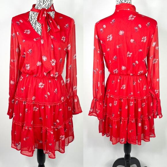 Xhilaration Red Chiffon Boho Dress MD - Picture 1 of 9